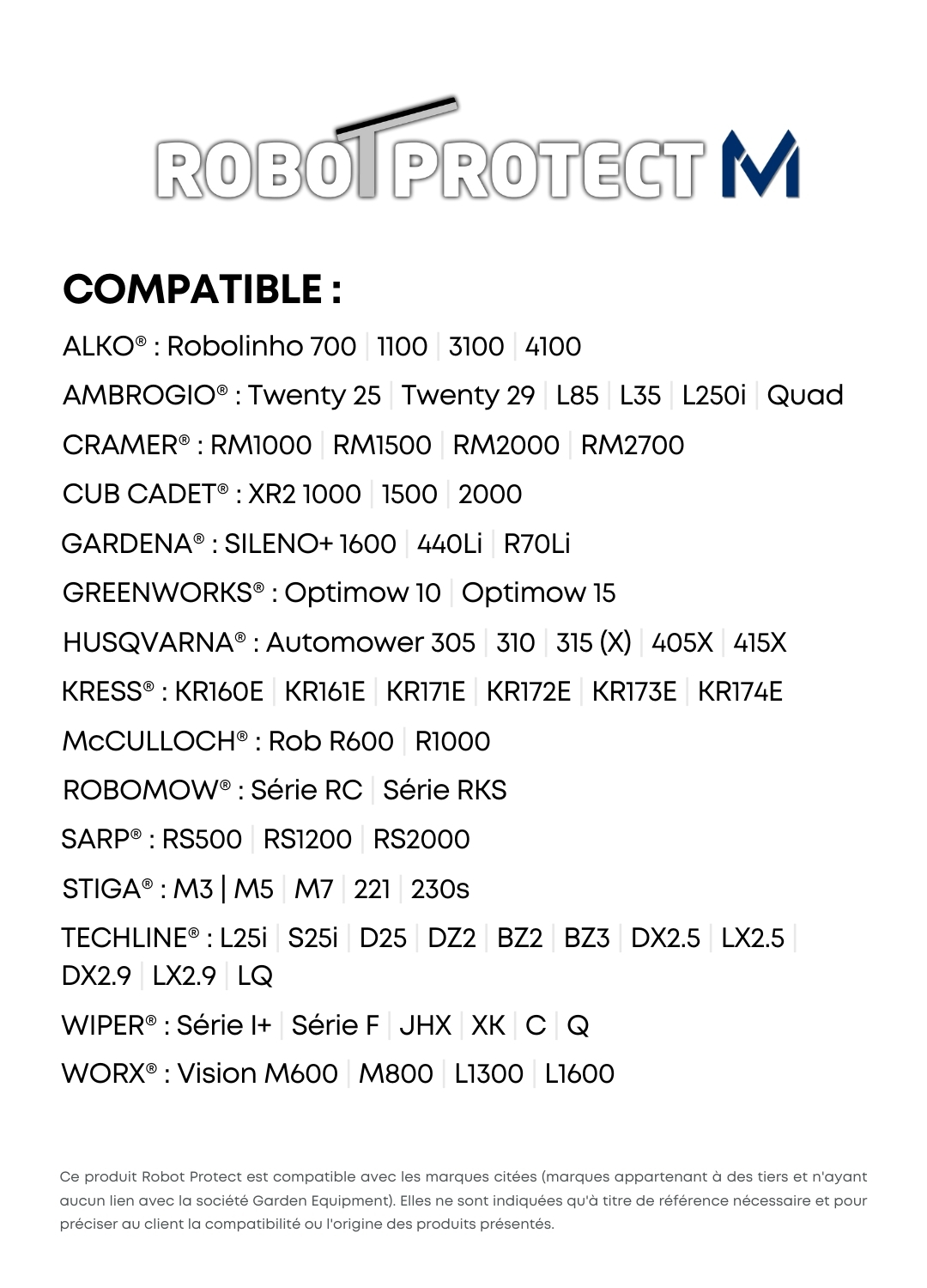 Compatibilité robot protect M