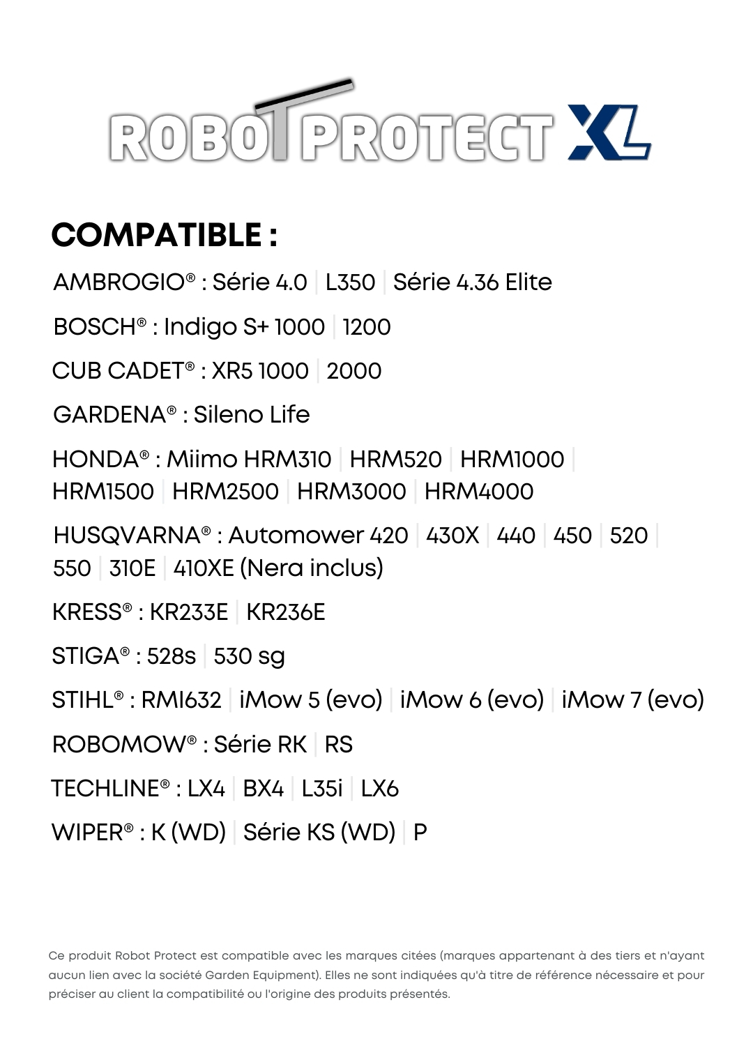 Compatibilité robot protect XL V2